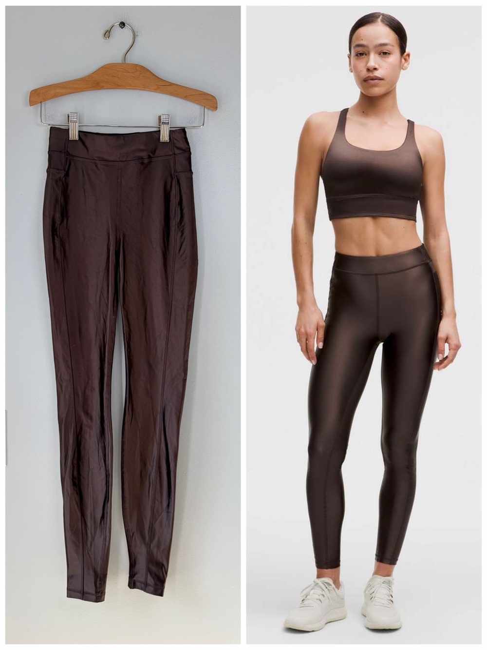 Lululemon Espresso Satin Shine High-Rise Tights Leggings Athleisure Workout